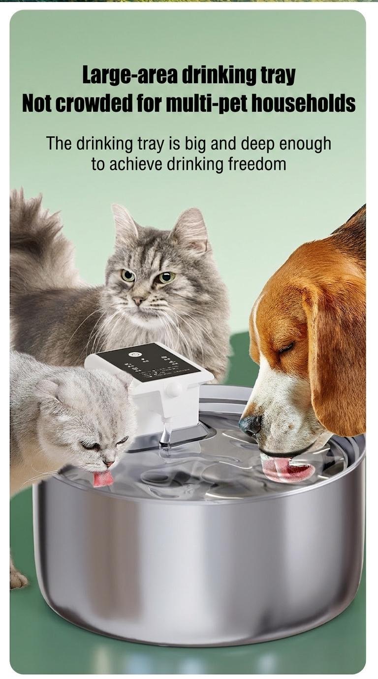 7L Stainless Steel Wireless Pet Water Fountain for Dogs & Cats - Model#FT008