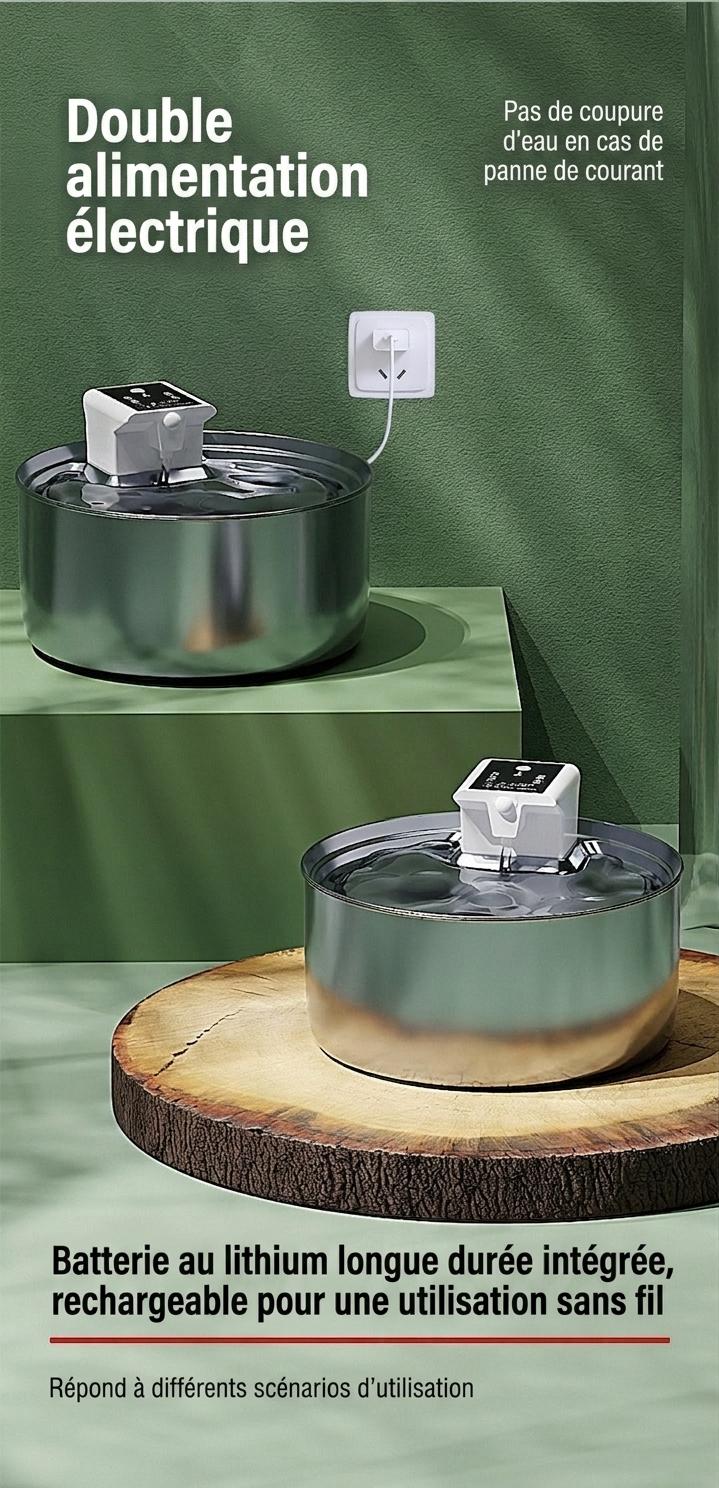 7L Stainless Steel Wireless Pet Water Fountain for Dogs & Cats - Model#FT008