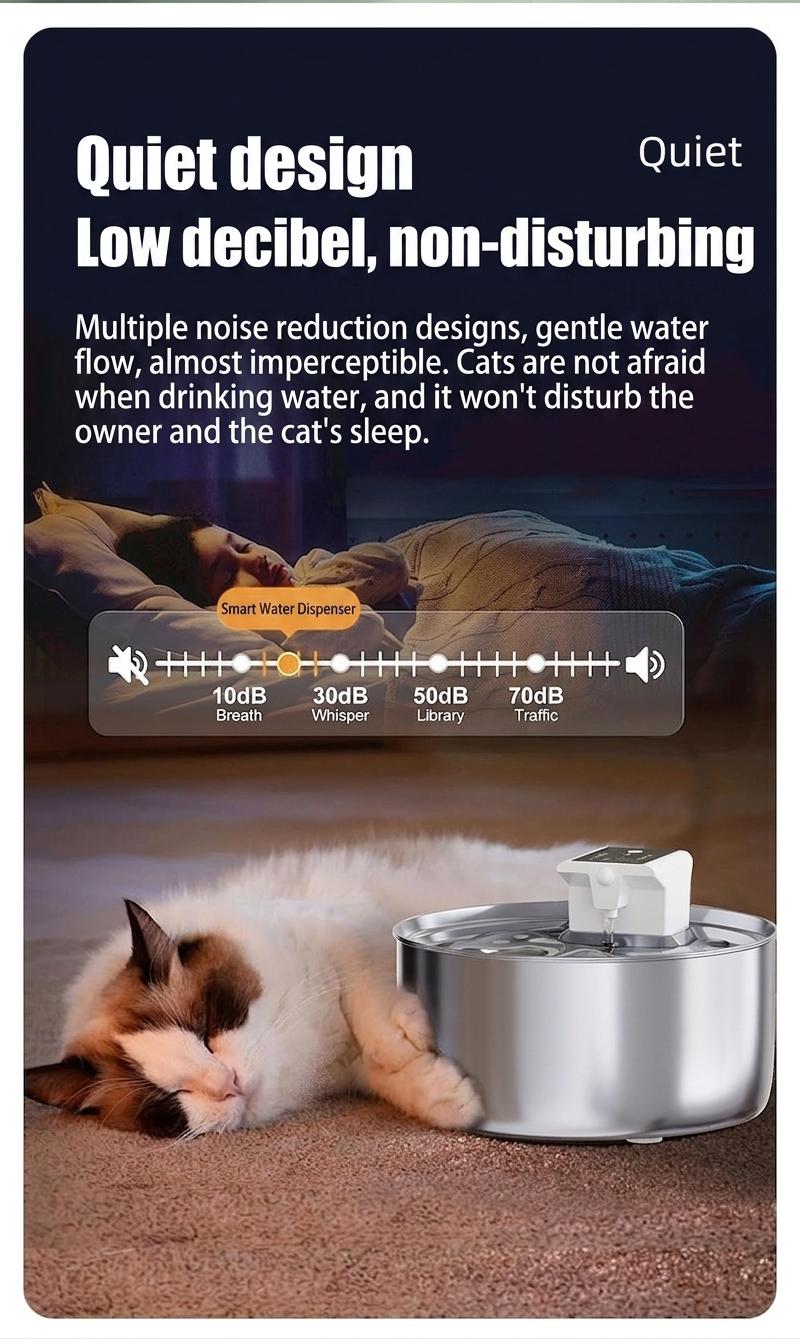 7L Stainless Steel Wireless Pet Water Fountain for Dogs & Cats - Model#FT008