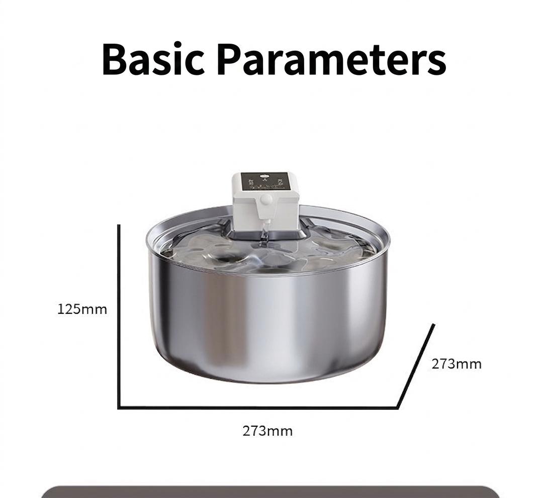 7L Stainless Steel Wireless Pet Water Fountain for Dogs & Cats - Model#FT008