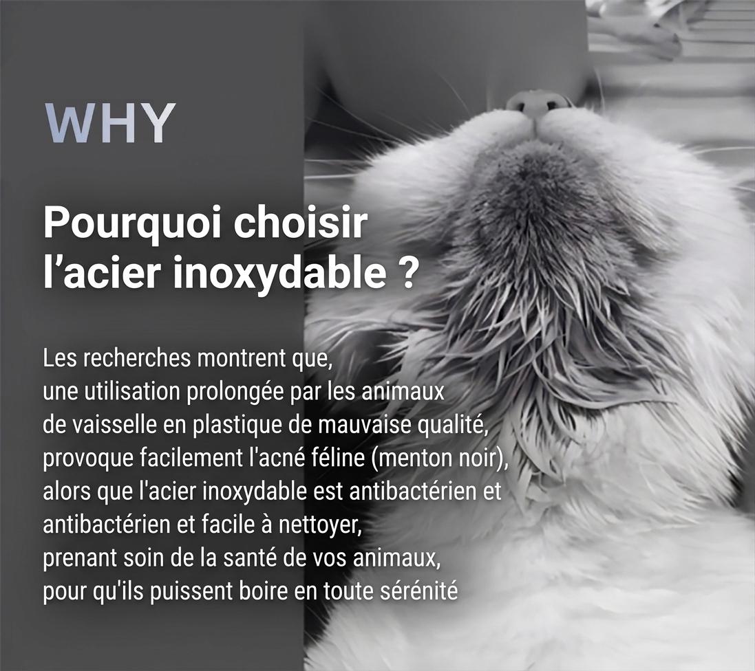 Fontaine à eau automatique pour animaux de compagnie en acier inoxydable de 7 L - Modèle n° FT007