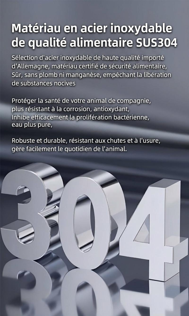Fontaine à eau automatique pour animaux de compagnie en acier inoxydable de 7 L - Modèle n° FT007