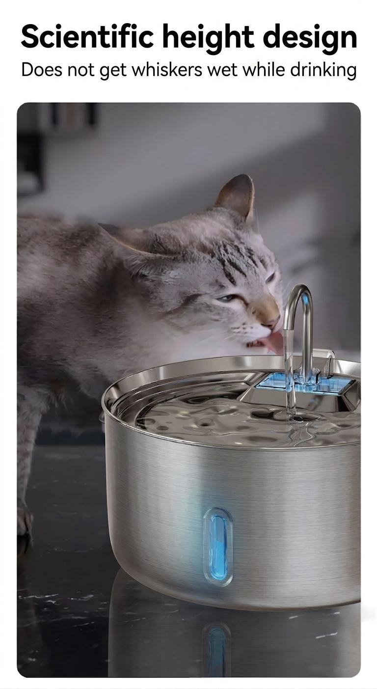 7L Stainless Steel Pet Water Fountain Automatic Dispenser - Model#FT007