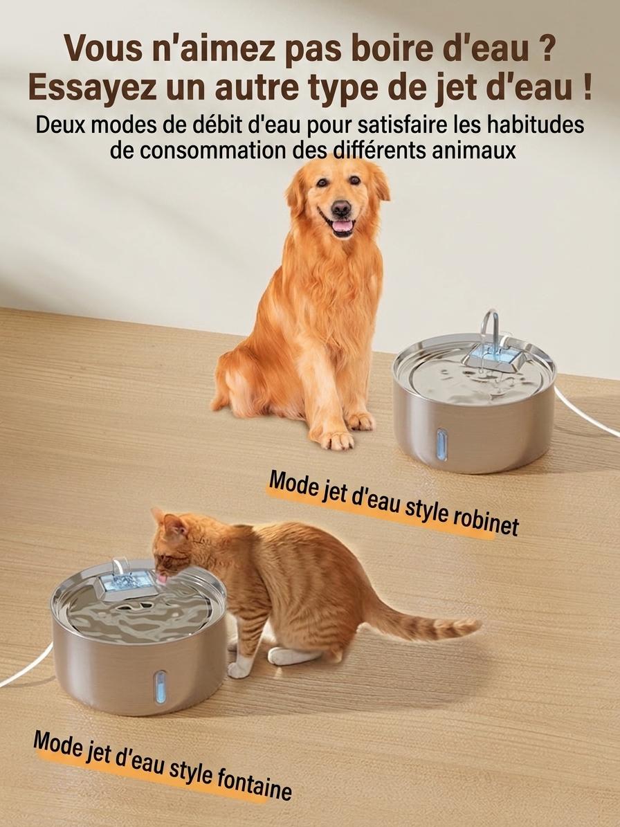Fontaine à eau automatique pour animaux de compagnie en acier inoxydable de 7 L - Modèle n° FT007