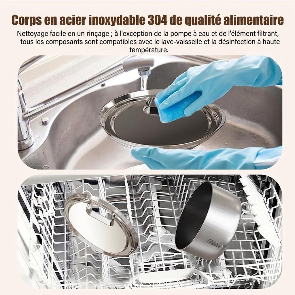 Fontaine à eau automatique pour animaux de compagnie en acier inoxydable de 7 L - Modèle n° FT007