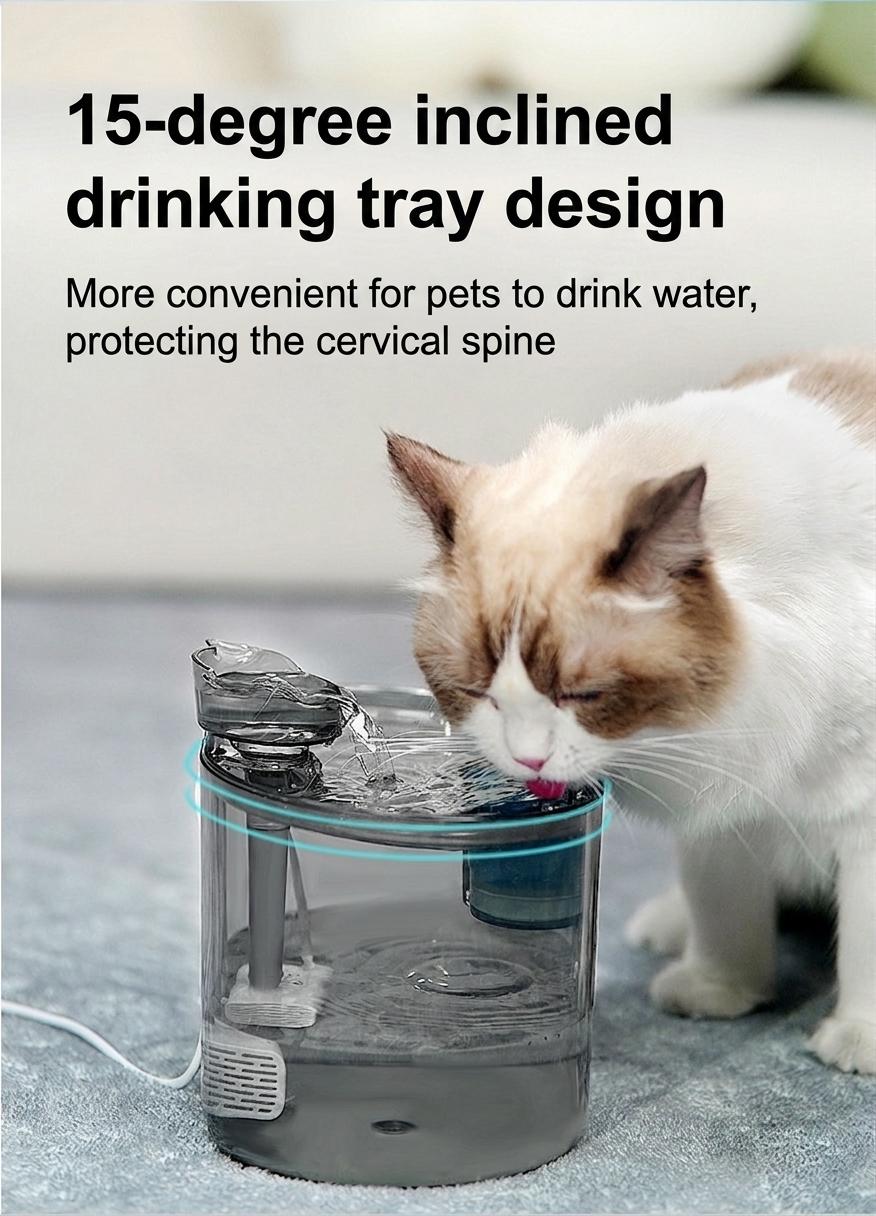 Automatic Pet Water Fountain for Cats & Small Dogs - 2.2L - Model#FT666 Transparent Grey - Water Outlet - Cat Head Design