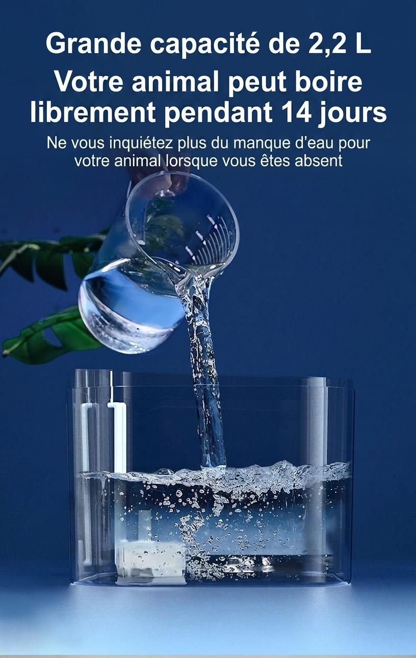 Fontaine à eau automatique pour chats et petits chiens - 2,2 L - Modèle n° FT666 Gris transparent - Sortie d'eau normale