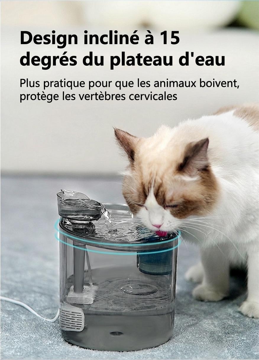Fontaine à eau automatique pour chats et petits chiens - 2,2 L - Modèle n° FT666 Gris transparent - Sortie d'eau normale