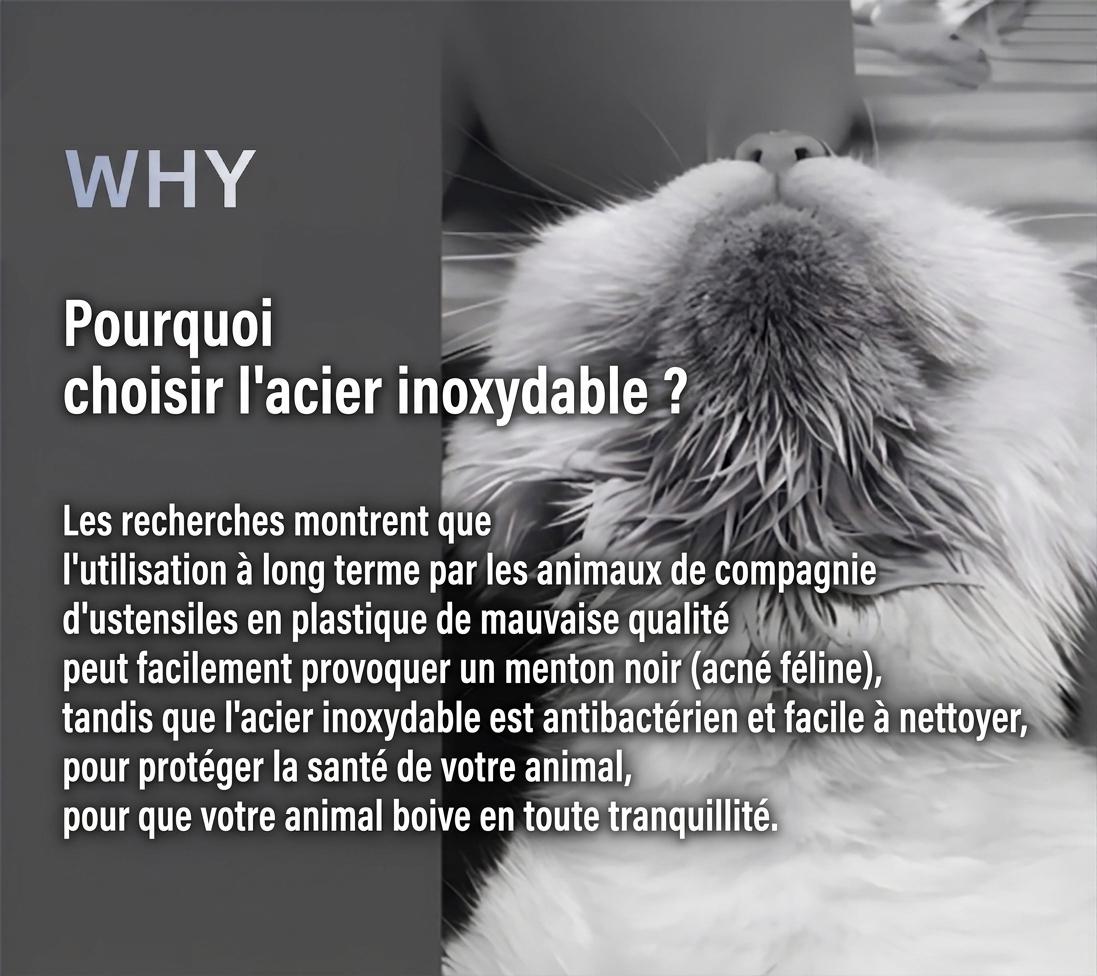 Fontaine à eau intelligente pour animaux de compagnie, acier inoxydable, 2,2 L, filtre automatique - Modèle n° FT100