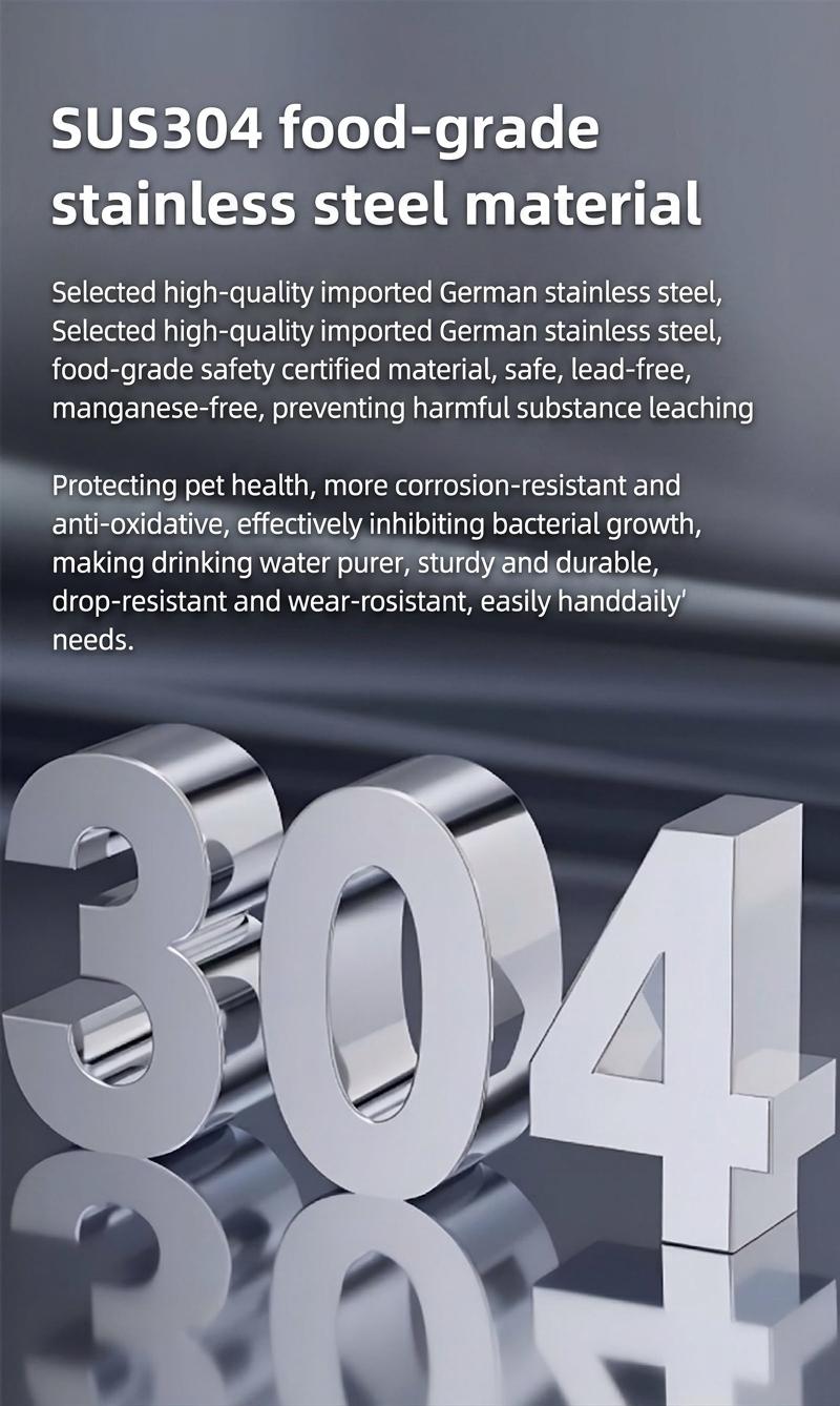 Smart Pet Water Fountain, Stainless Steel, 2.2L, Auto Filter - Model#FT100