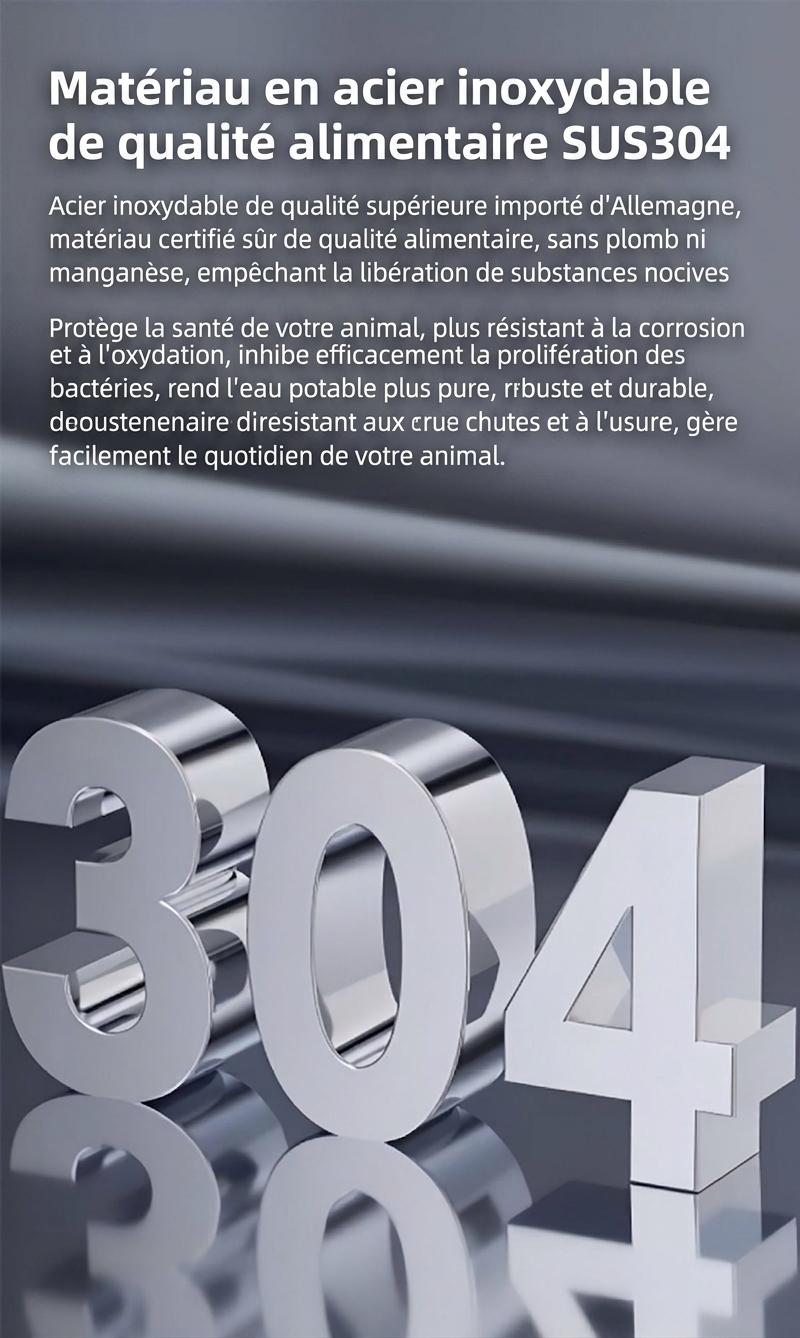 Fontaine à eau intelligente pour animaux de compagnie, acier inoxydable, 2,2 L, filtre automatique - Modèle n° FT100