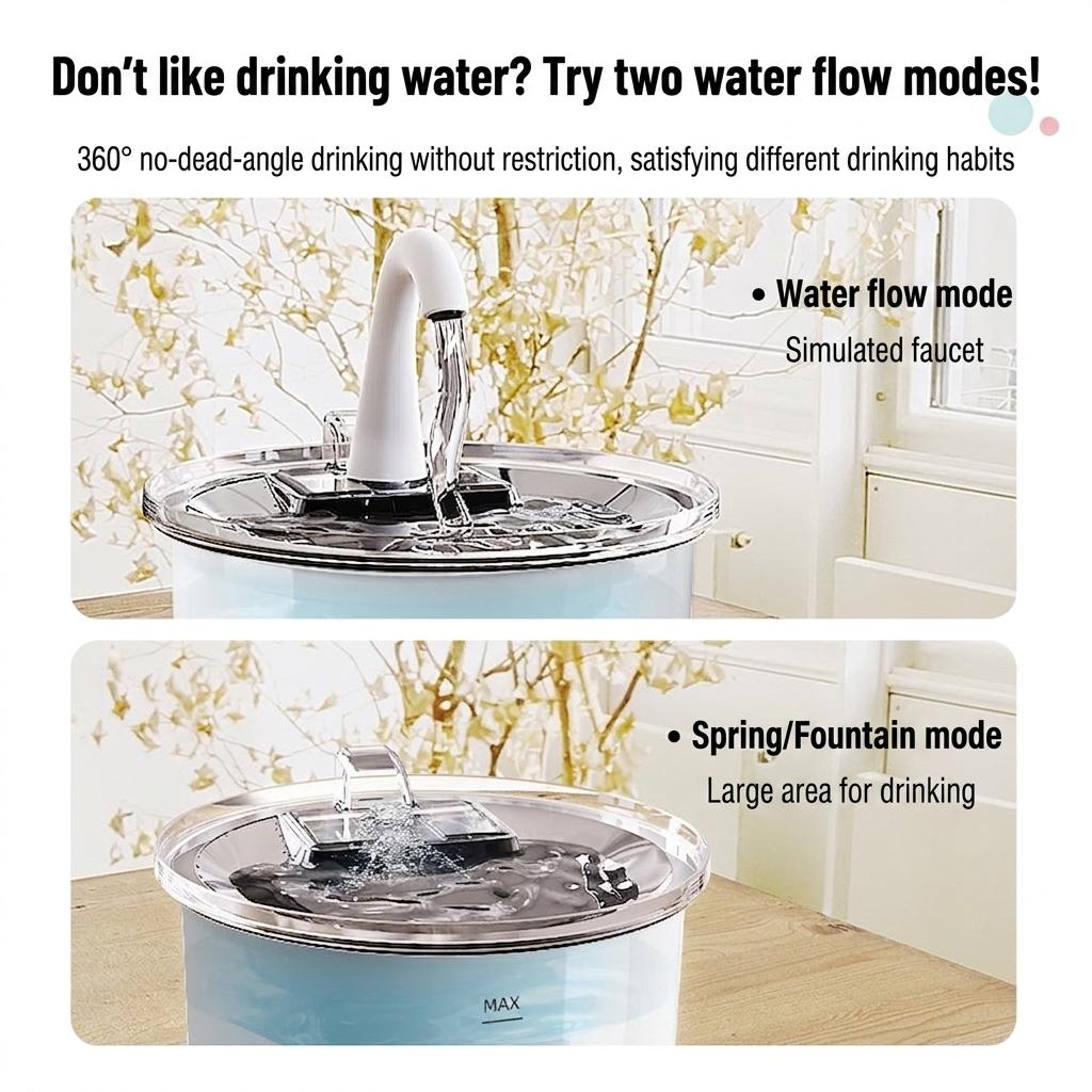 Smart Pet Water Fountain, Stainless Steel, 2.2L, Auto Filter - Model#FT100