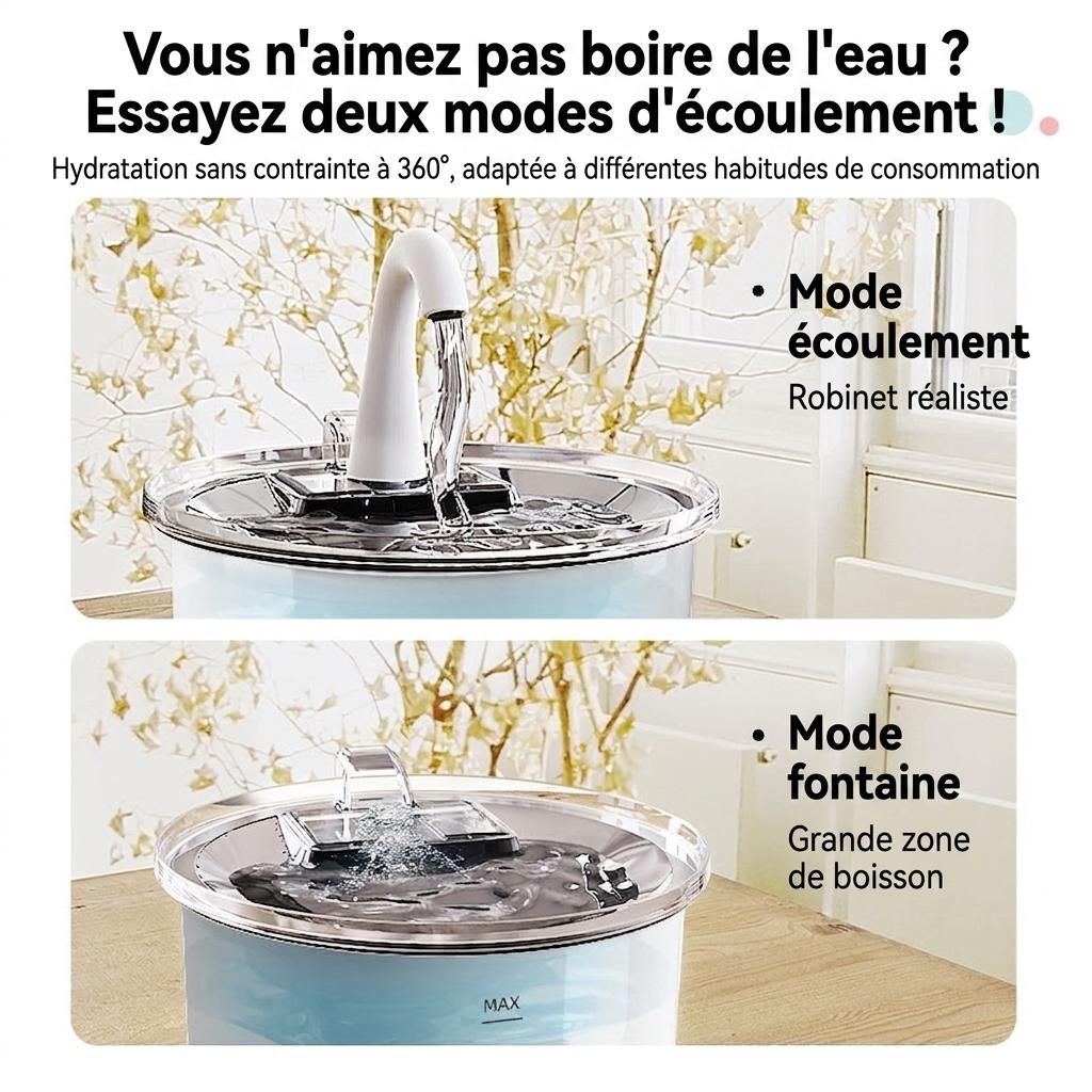 Fontaine à eau intelligente pour animaux de compagnie, acier inoxydable, 2,2 L, filtre automatique - Modèle n° FT100