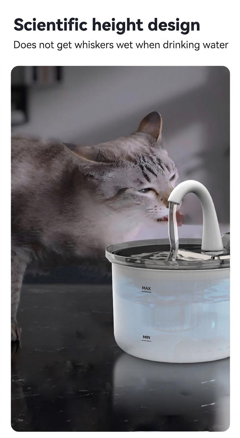 Smart Pet Water Fountain, Stainless Steel, 2.2L, Auto Filter - Model#FT100