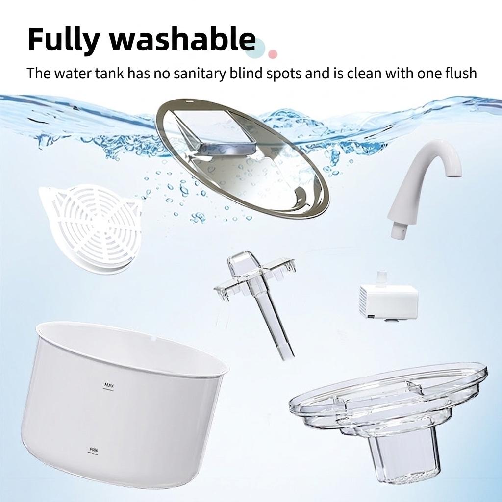 Smart Pet Water Fountain, Stainless Steel, 2.2L, Auto Filter - Model#FT100