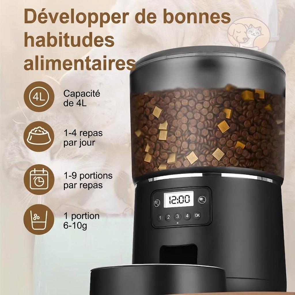 Distributeur automatique intelligent de 4 L pour chats et chiens