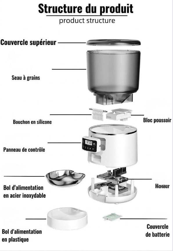 Distributeur automatique intelligent de 4 L pour chats et chiens