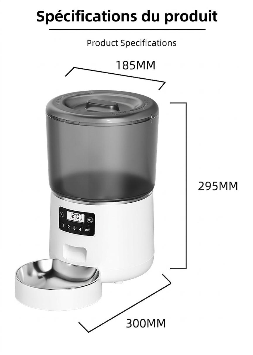Distributeur automatique intelligent de 4 L pour chats et chiens
