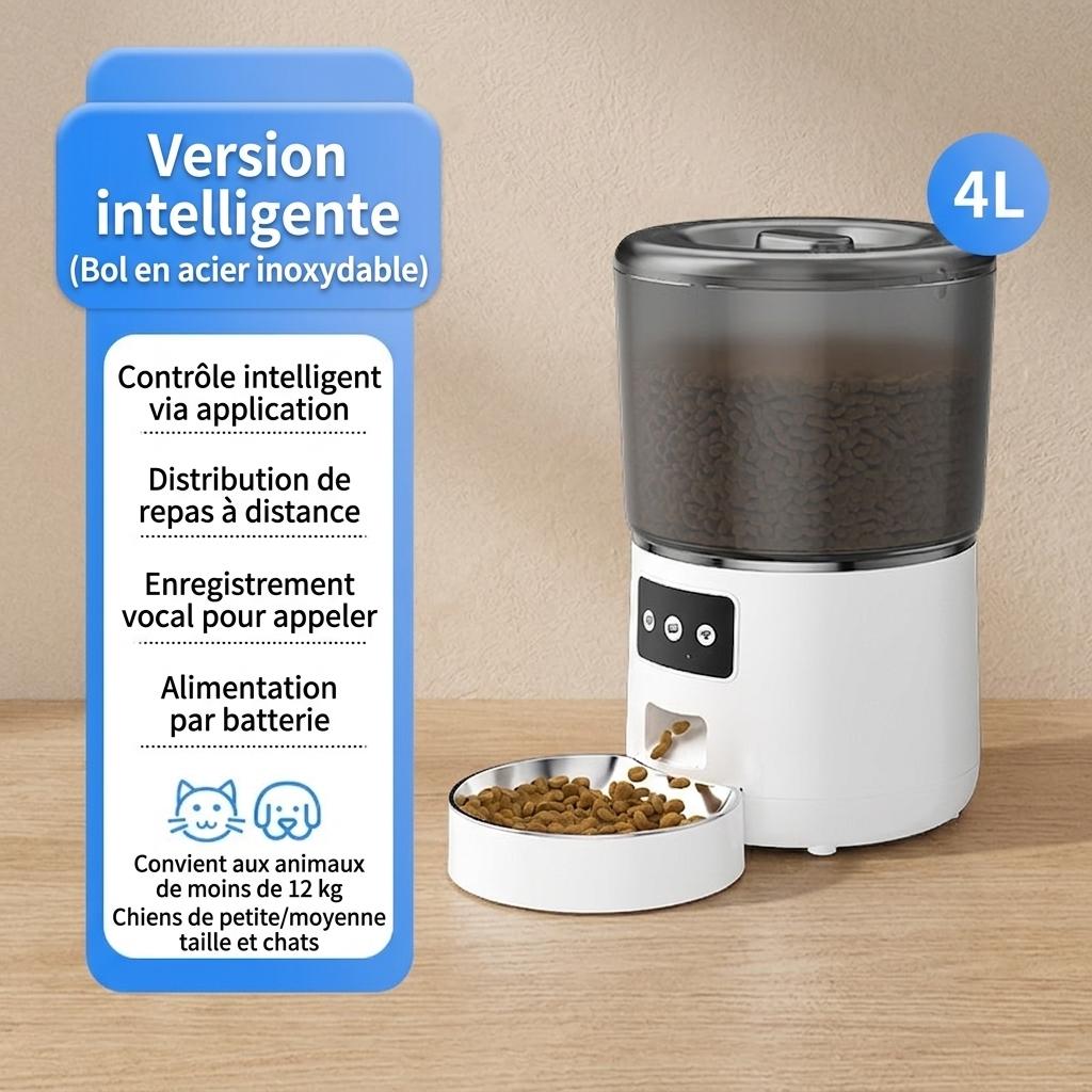 Distributeur automatique intelligent de 4 L pour chats et chiens