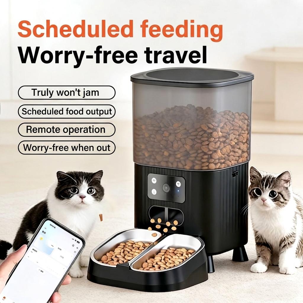 Smart WiFi Automatic Pet Feeder for Cats & Dogs - 4.5L - Square Shape Wi-Fi version