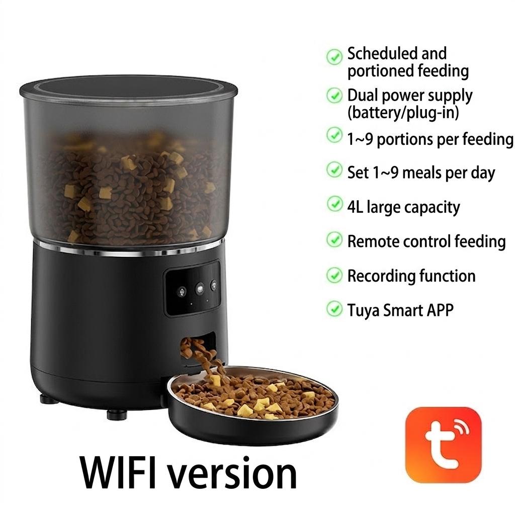 Smart WiFi Automatic Pet Feeder for Cats & Dogs - 4.5L - Round Shape Wi-Fi version