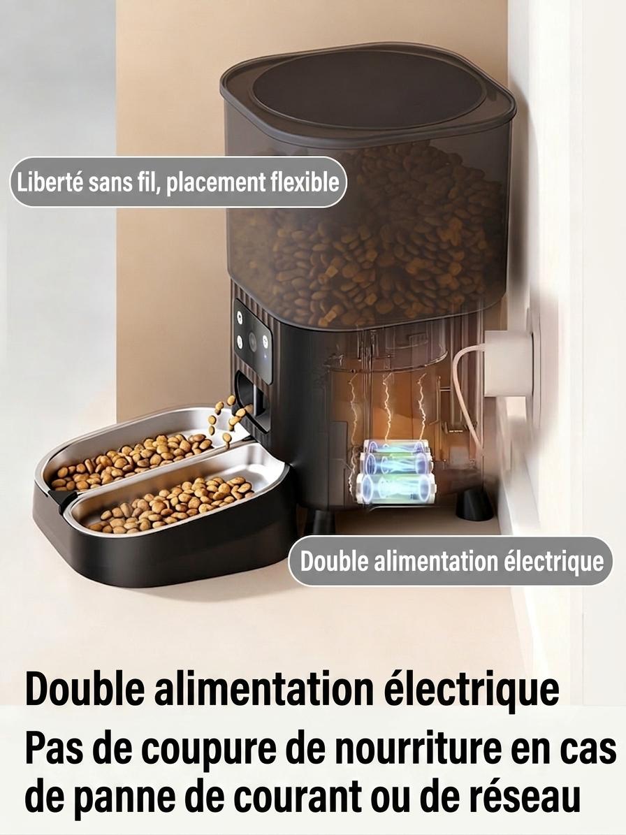 Distributeur automatique de croquettes intelligent Wi-Fi pour chats et chiens - 4,5 L - Forme ronde
