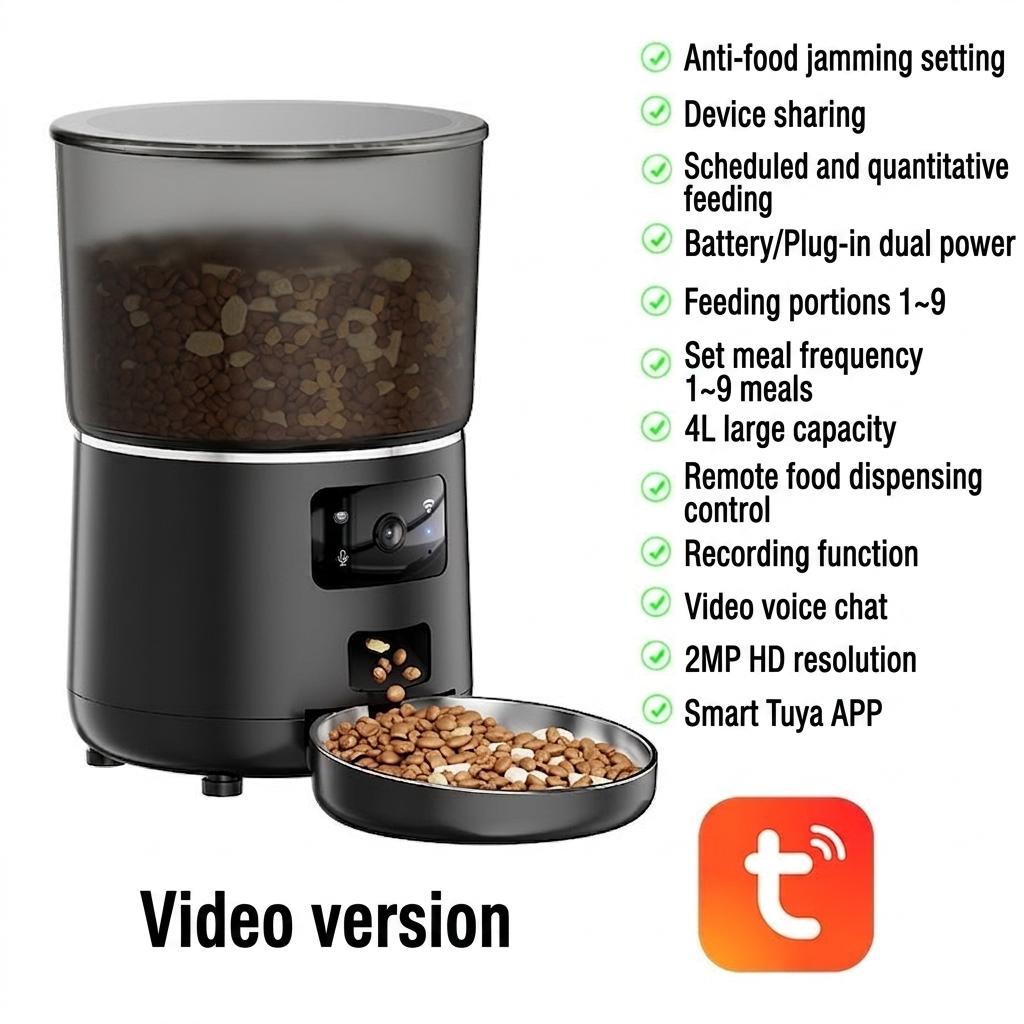Smart WiFi Automatic Pet Feeder for Cats & Dogs - 4.5L - Camera version