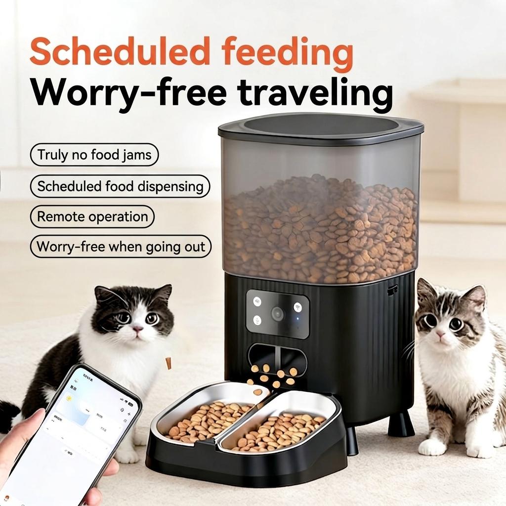 Smart WiFi Automatic Pet Feeder for Cats & Dogs - 4.5L - Camera version