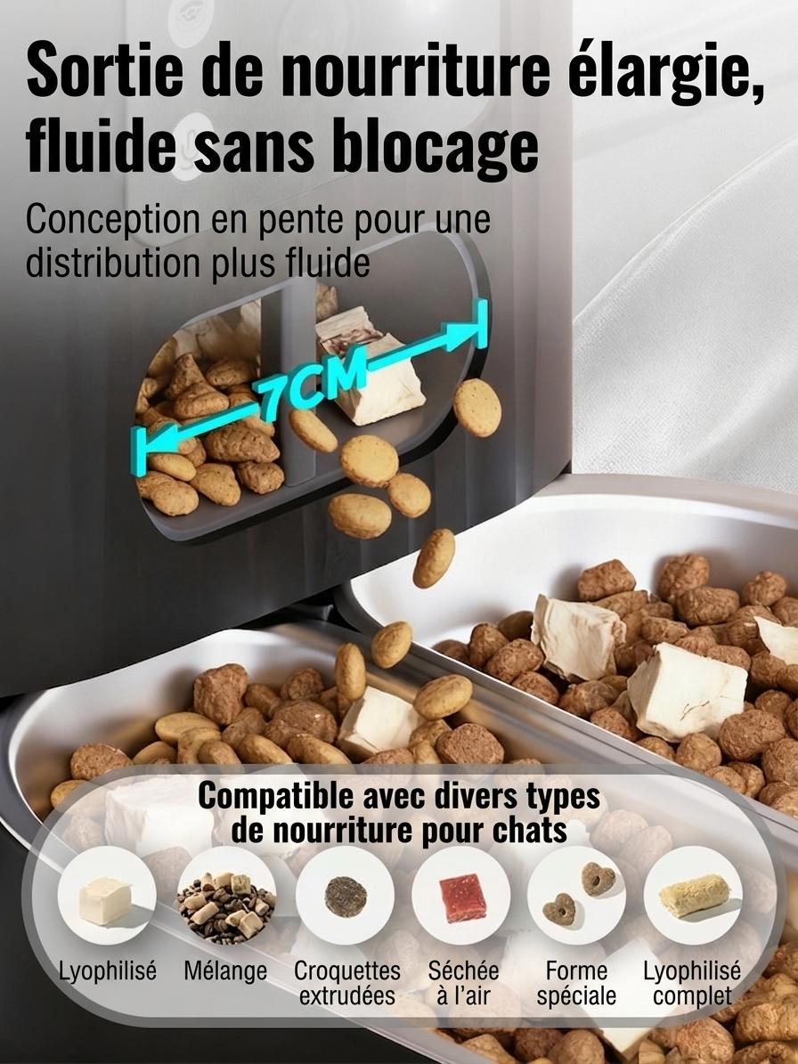 Distributeur automatique de croquettes intelligent WiFi pour chats et chiens - 4,5 L - Version avec caméra