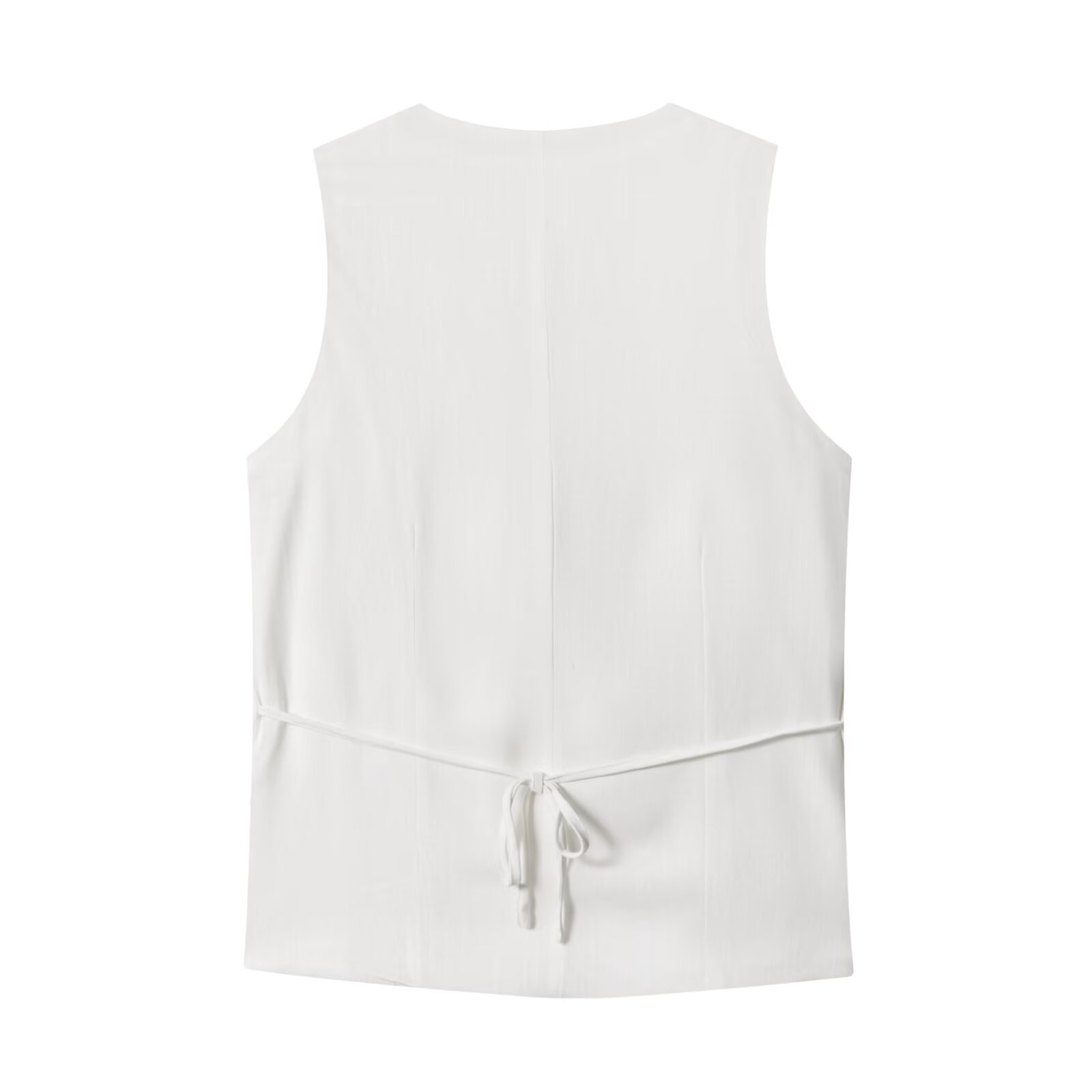 Conjunto de pantalón ancho de lino con chaleco - Estilo americano asimétrico KUN-00049