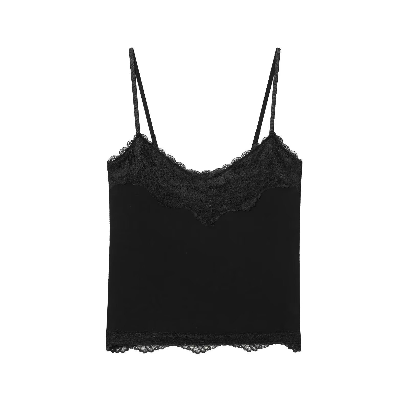 Knit Lace Cami Top - Double Layer V-Neck KUN-00076