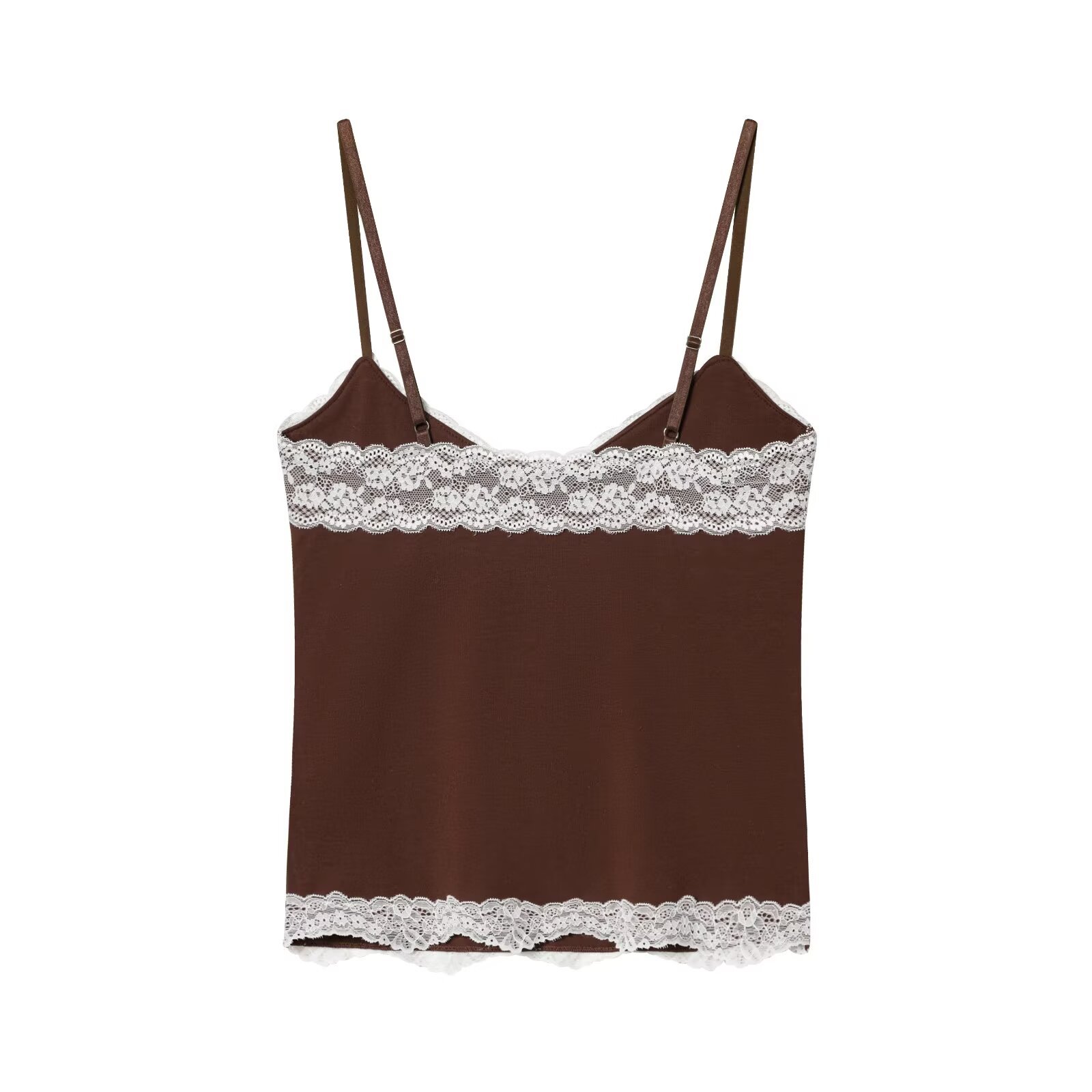 Knit Lace Cami Top - Double Layer V-Neck KUN-00076