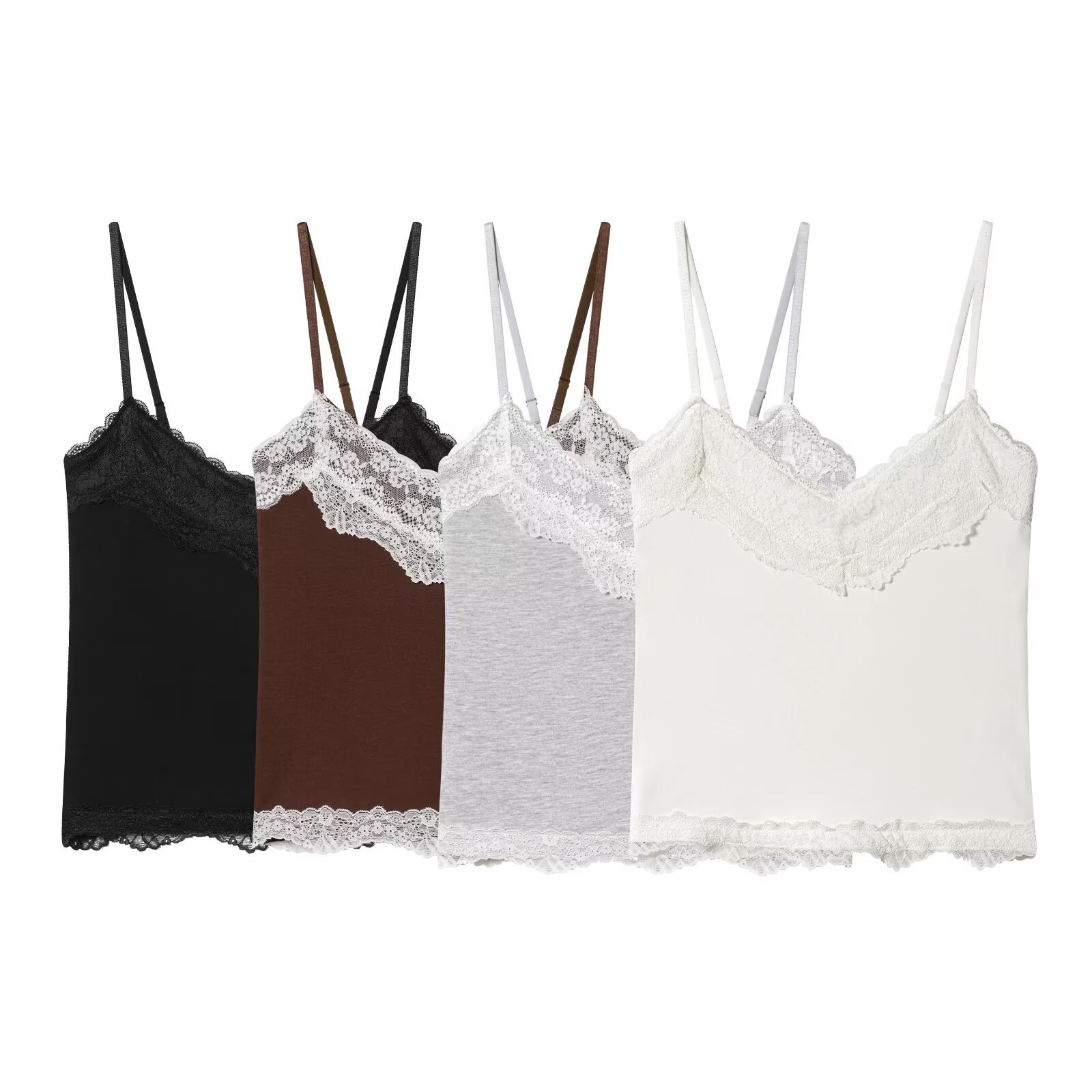 Knit Lace Cami Top - Double Layer V-Neck KUN-00076