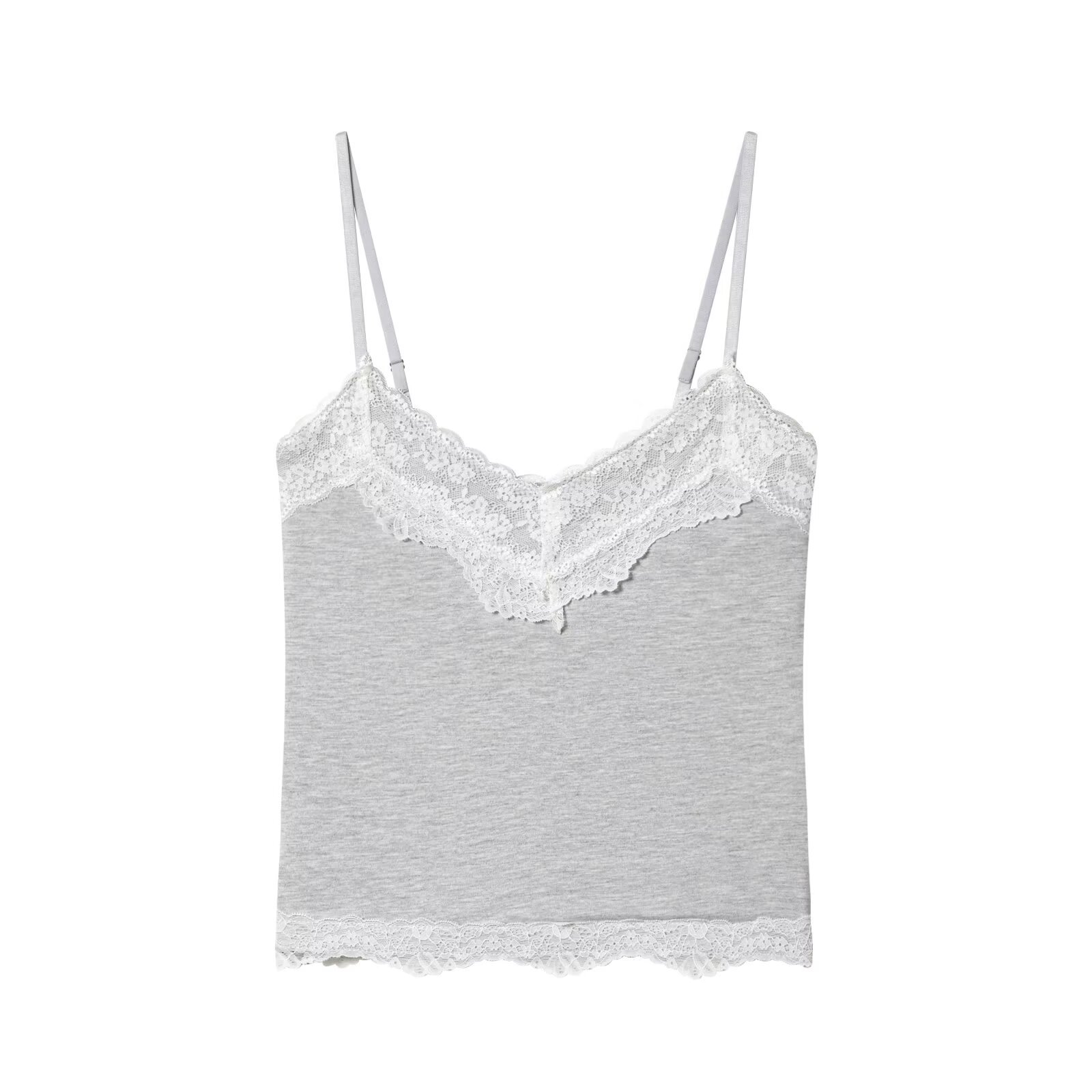 Knit Lace Cami Top - Double Layer V-Neck KUN-00076