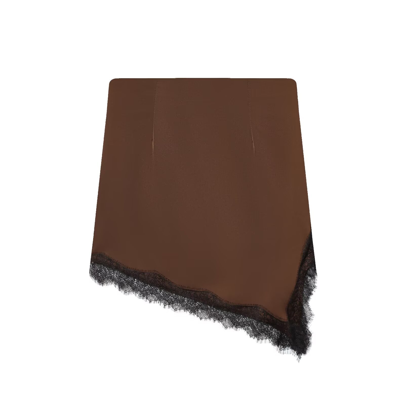 Satin Midi Skirt with Lace Trim KUN-00019