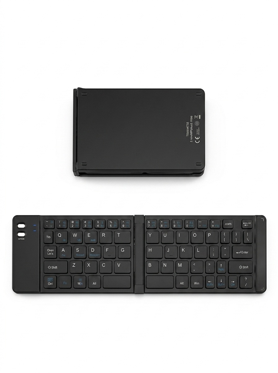 Foldable Bluetooth Keyboard & Mouse Set with 90-Hour Battery, Multi-Device