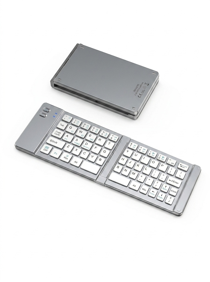 Foldable Bluetooth Keyboard & Mouse Set with 90-Hour Battery, Multi-Device