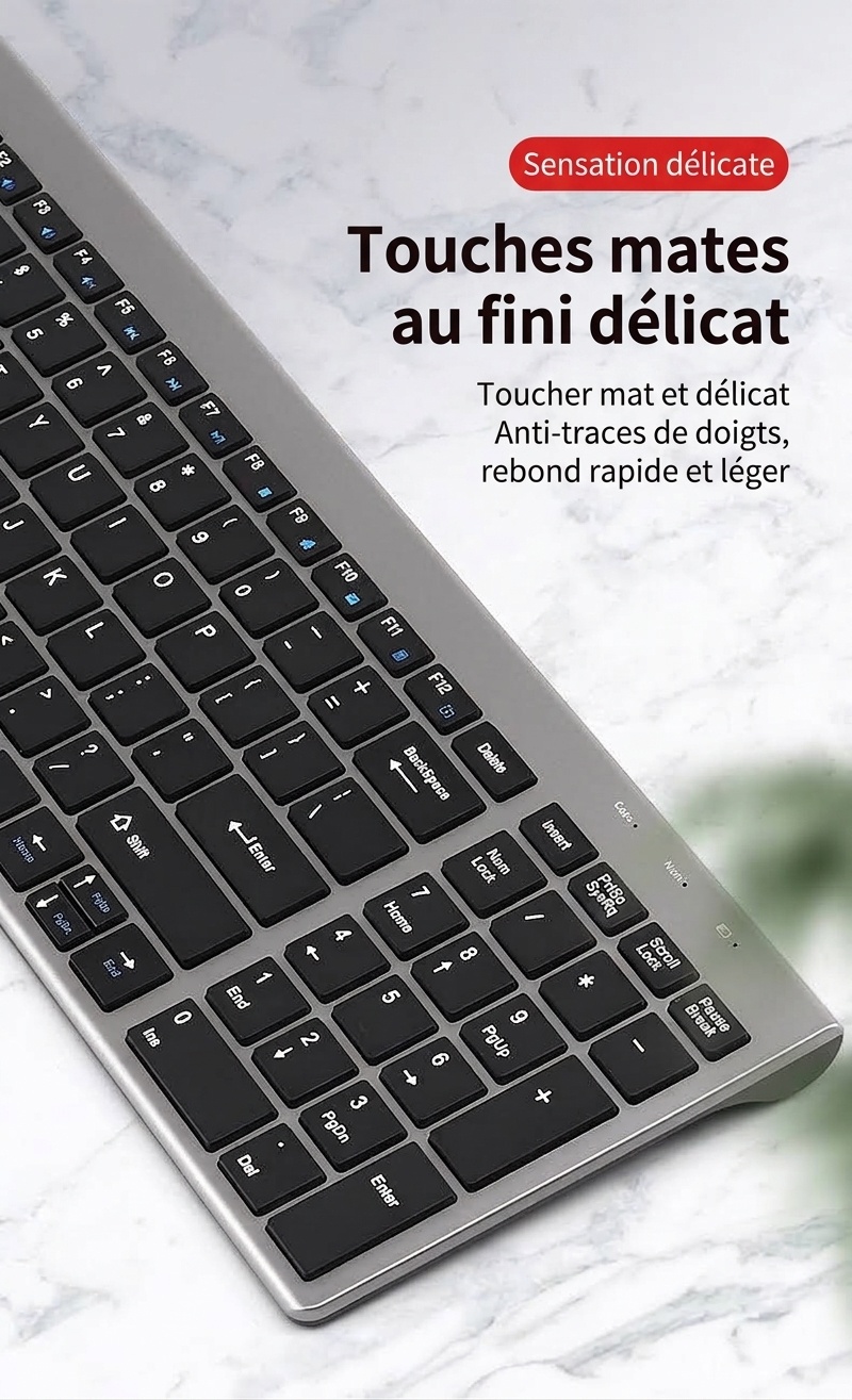 Slim 2.4G Wireless Keyboard & Mouse Combo with Quiet Scissor-Foot Keys