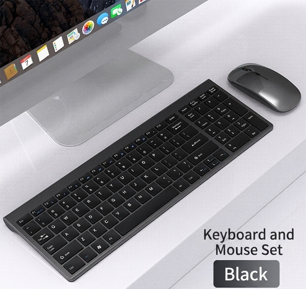 Ultra-Slim Rechargeable 2.4G Wireless Keyboard & Mouse Combo, 20-Day Battery