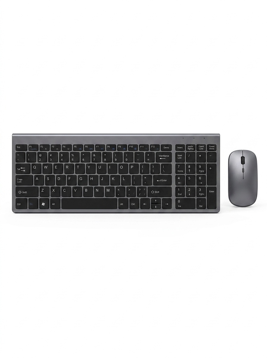 Ultra-Slim Rechargeable 2.4G Wireless Keyboard & Mouse Combo, 20-Day Battery
