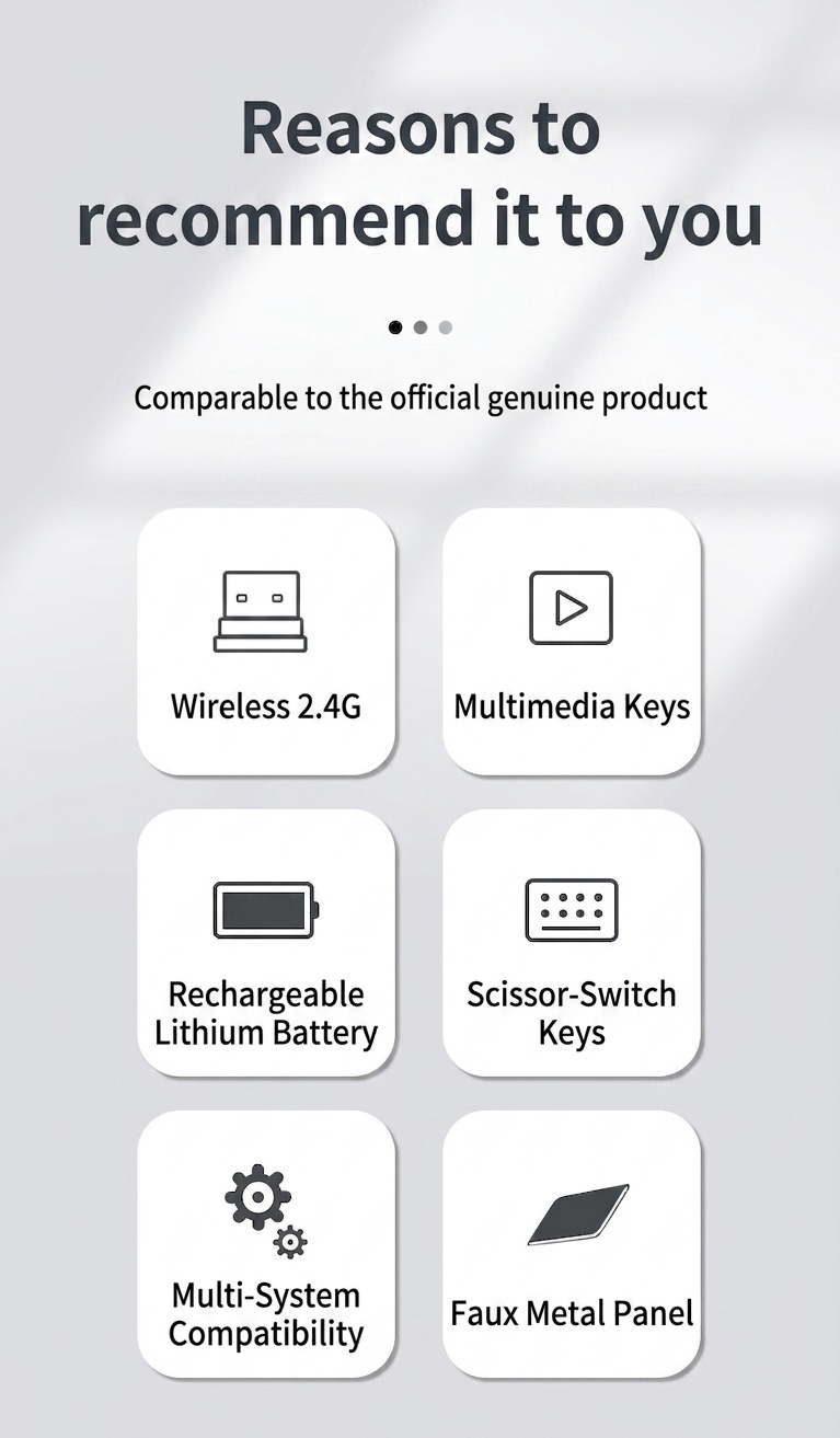 Ultra-Slim Rechargeable 2.4G Wireless Keyboard & Mouse Combo, 20-Day Battery