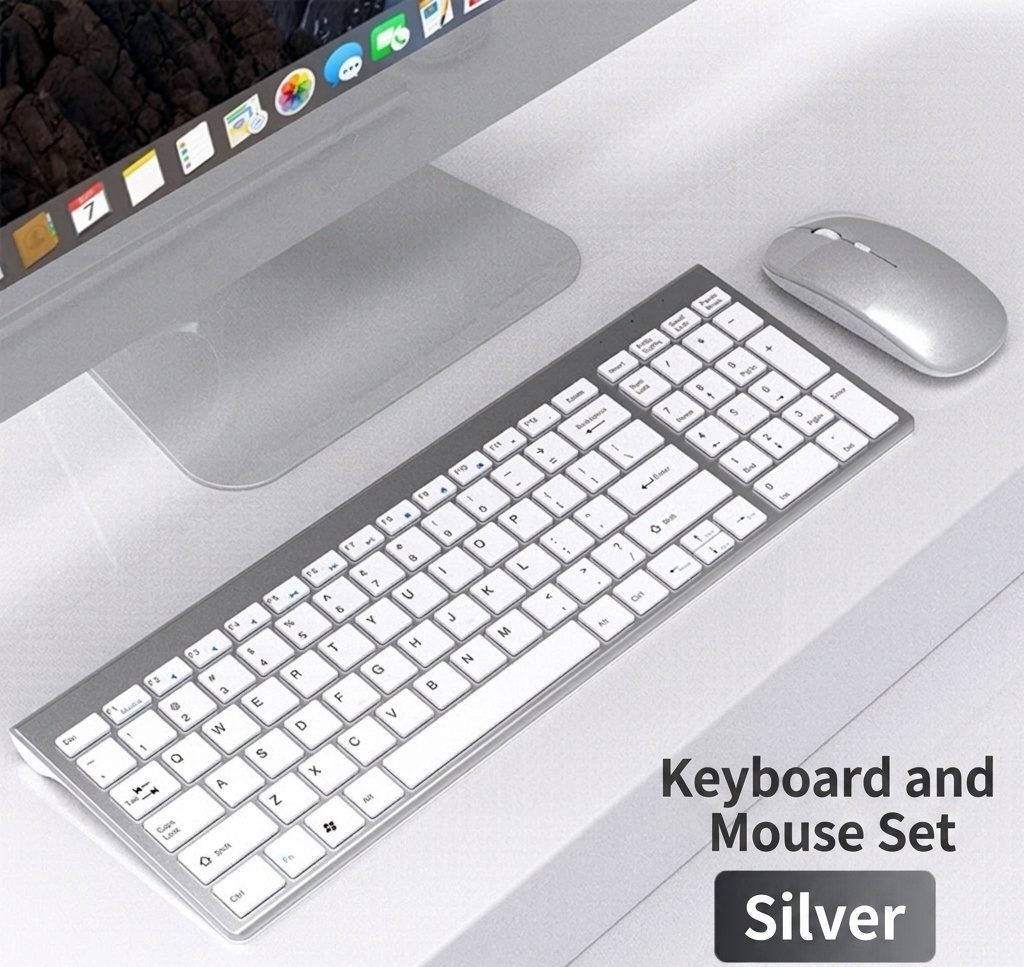 Ultra-Slim Rechargeable 2.4G Wireless Keyboard & Mouse Combo, 20-Day Battery