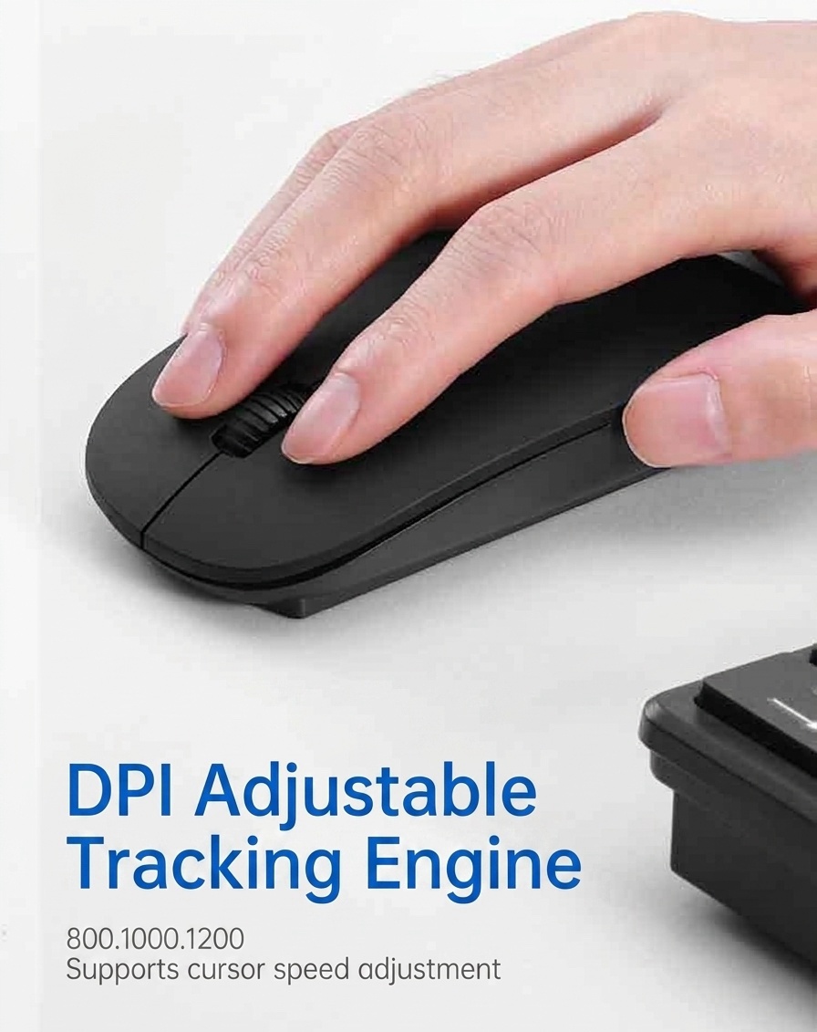 Compact 2.4G Wireless Office Keyboard & Mouse Set with Smart Power-Saving