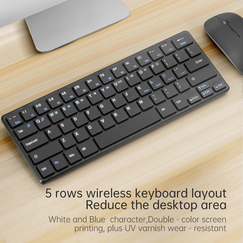 Compact 2.4G Wireless Office Keyboard & Mouse Set with Smart Power-Saving