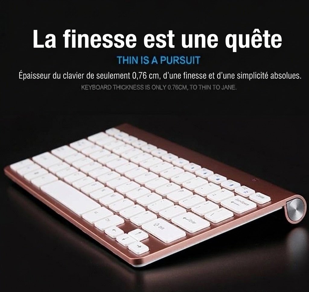 Ensemble clavier et souris sans fil Bluetooth ultra-fin compatible avec plusieurs appareils