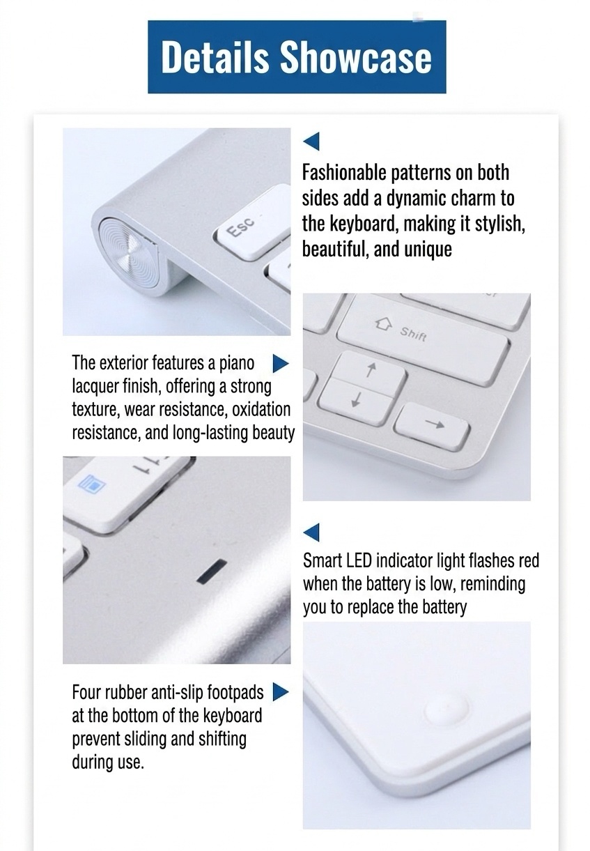 Ultra-Slim Bluetooth Wireless Keyboard & Mouse Set with Multi-Device Support