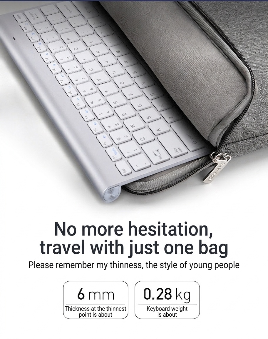 Ultra-Slim Bluetooth Wireless Keyboard & Mouse Set with Multi-Device Support