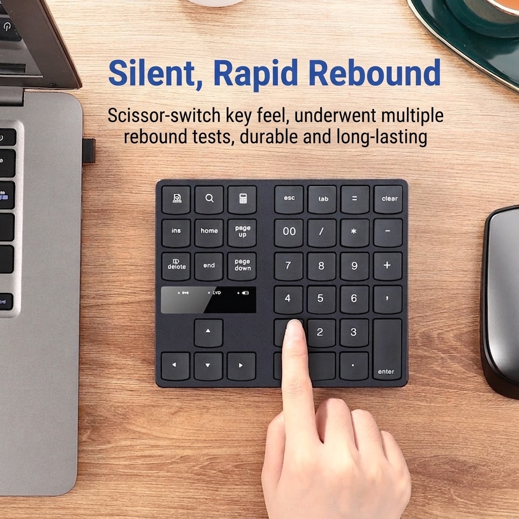 Portable 2.4G Wireless Numeric Keypad with 15° Ergonomic Tilt