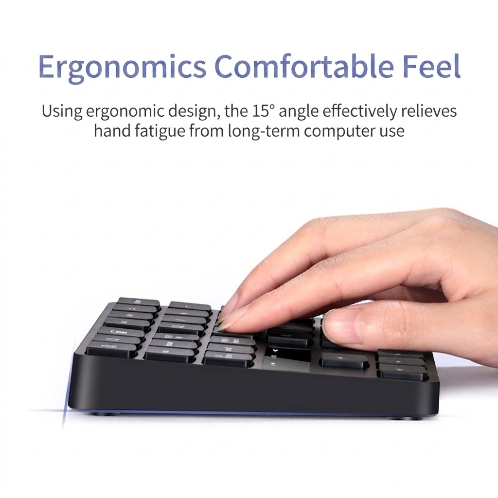 Portable 2.4G Wireless Numeric Keypad with 15° Ergonomic Tilt