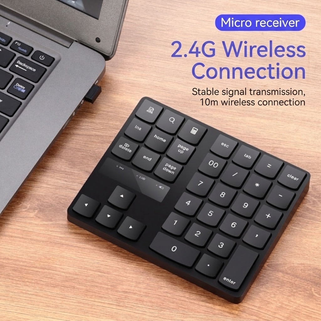 Portable 2.4G Wireless Numeric Keypad with 15° Ergonomic Tilt